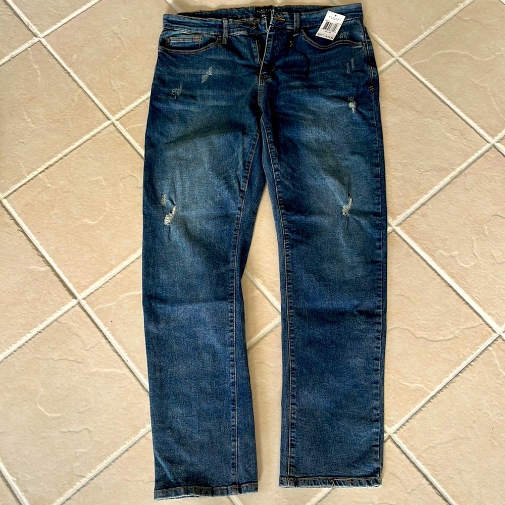 NWT Request premium denim in medium wash and 2% spandex for slight stretch.